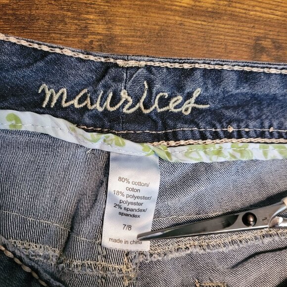 Maurices Jeans Size 8 Low Rise Capri Thick Stitch Medium Light Wash Stretch - Picture 4 of 10